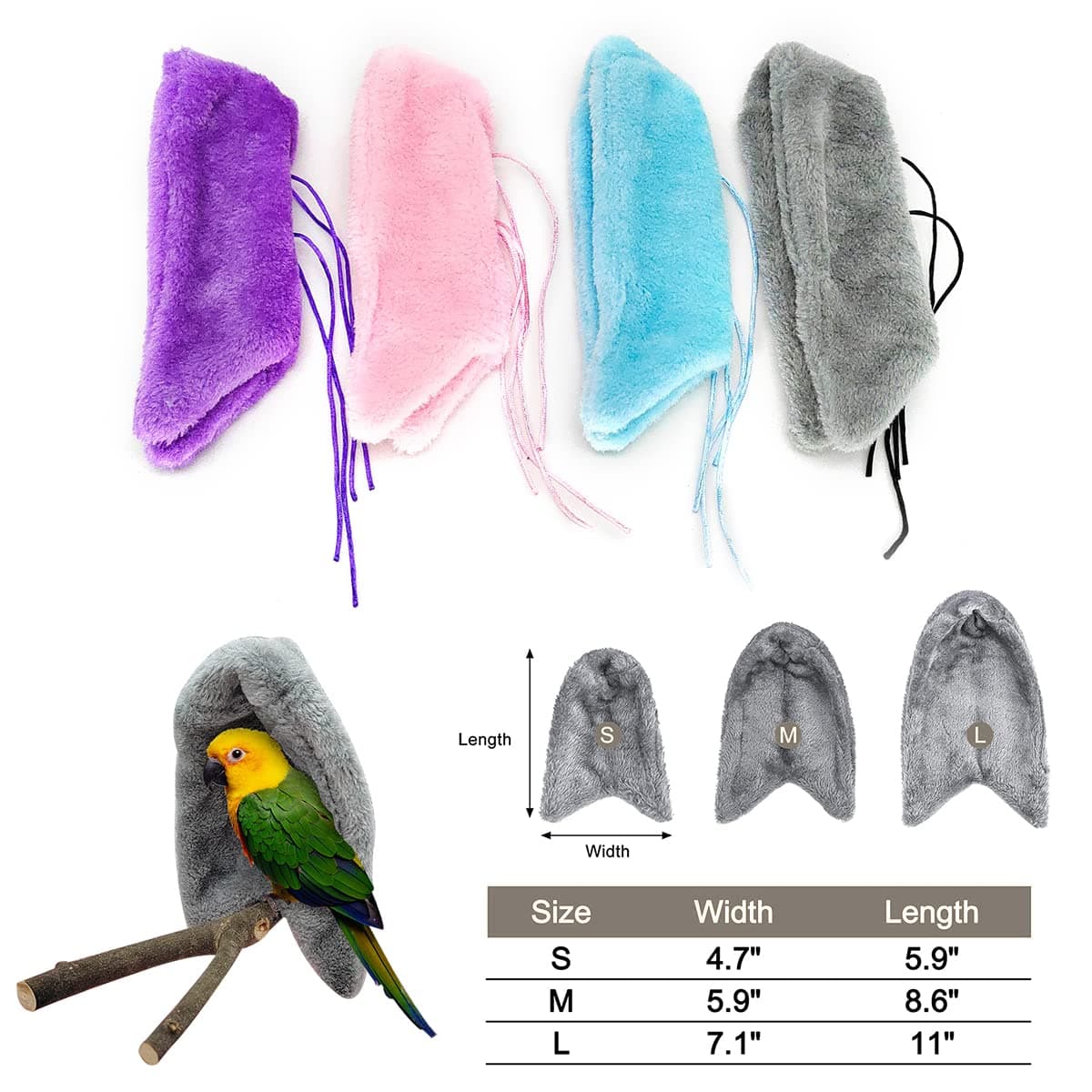 Comfort Corner Fleece Bird Blanket,1PC Winter Warm Parrot Cage Snuggle Hut,Cage Bird Nest Parrot Bed for Parakeet Cockatiel Parrots Cockatiels (S, Pink) — view 2