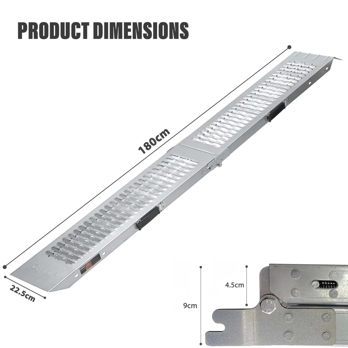 Crystals 200kg Folding Loading Ramp – Heavy‑Duty Alloy Steel Access Ramp for Motorbikes, Mobility Scooters & Trolleys – Compact Portable Foldable Ramps for Easy Transport & Storage — view 2