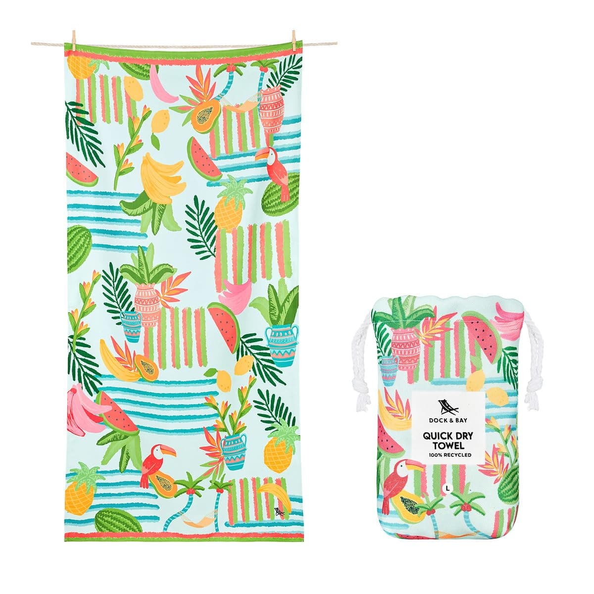 Dock & Bay Beach Towel - Quick Dry, Sand Free - Compact, Lightweight - 100% Recycled - Includes Bag - Cabana - Whitsunday Blue - Large (160x90cm, 63x35) — view 52