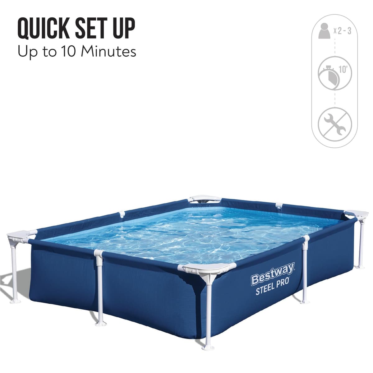 Bestway Steel Pro Pool, Swimming Pool, Rectangle Above Ground Fast Set Pool, Children’s Detachable Pool, Multiple Sizes — view 5