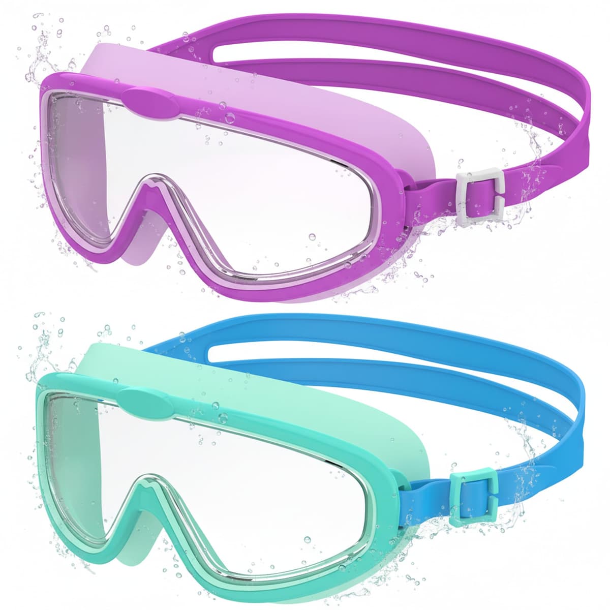 Seaflar 2Pcs Gafas de Natación Infantiles de Marco Grande, Visión Clara Antivaho, Protección UV, Ajuste Rápido, Aro de Silicona, Gafas Unisex para Niños y Adolescentes de 3 a 14 — view 8