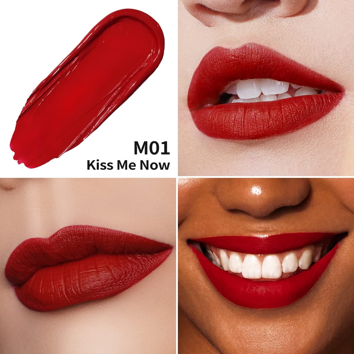 Oulac Red Lipstick for Women, Matte Liquid Lipstick Long Lasting Red High Impact Creamy Matte Lip Gloss, Rich Colour Formula with Vitamin E & Rose Oil, Waterproof, Vegan M01 — view 4