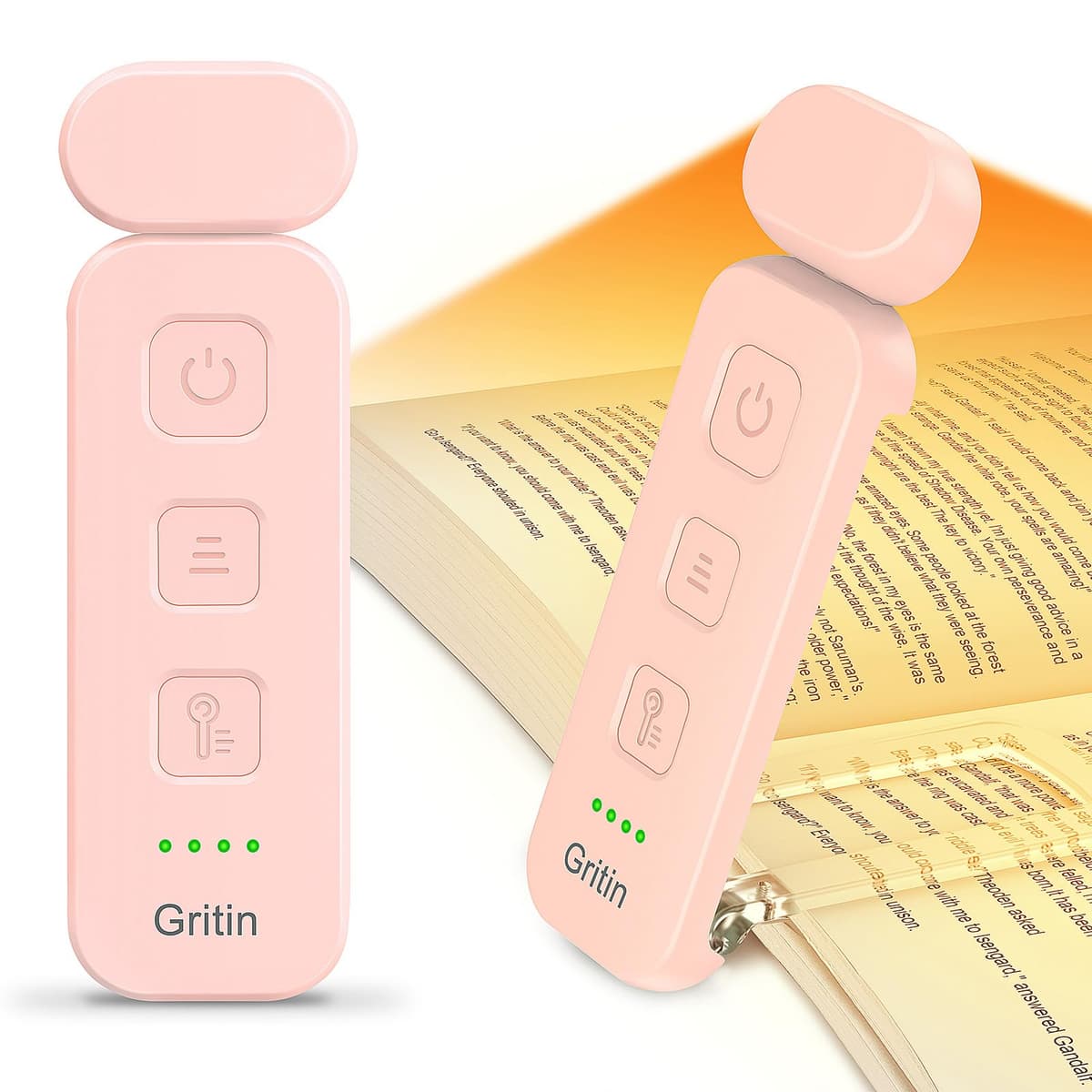 Gritin Book Light Rechargeable, Reading Light Lamp Clip on Books, Eye Caring 3 Colors, 5 Brightness & Stepless Dimming, Long Lasting up to 80hrs, Portable Mini Reading Lamp for Readers — view 9
