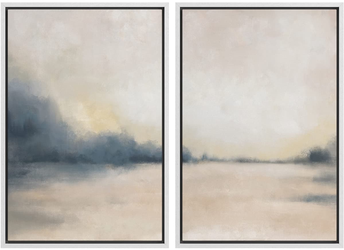 MUDECOR Framed Canvas Print Wall Art Set Watercolor Pastel Duotone Tan Landscape Abstract Shapes Illustrations Modern Art Decorative Contemporary for Living Room, Bedroom, Office - 24"x36"x2 Natural — view 106