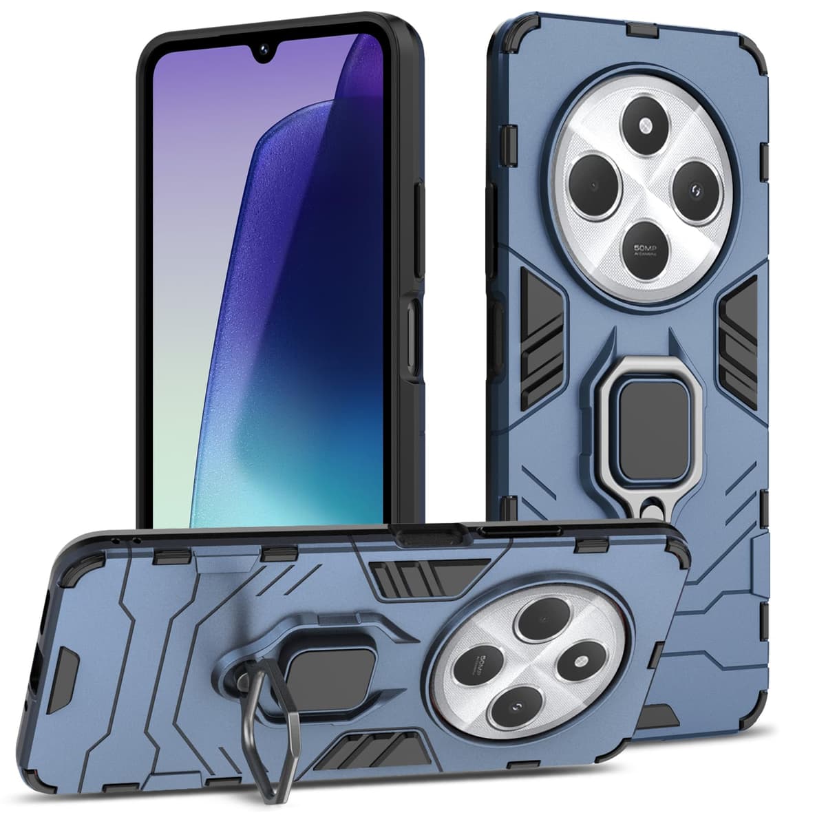 Funda para CMF Phone 2 Pro, Carcasa Antigolpes con Soporte anular metálico, Case Protectora de Grado Militar, Negro — view 438