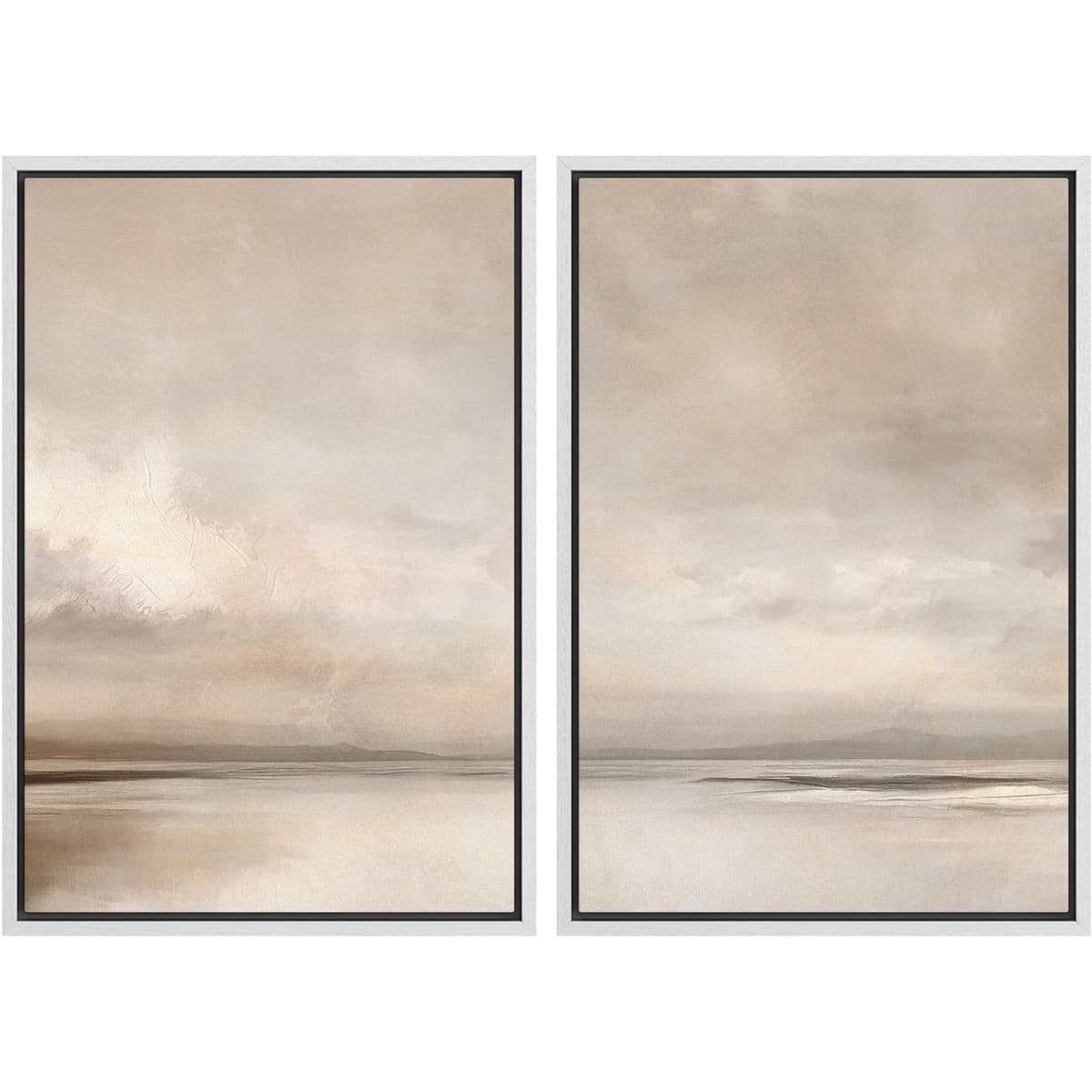 MUDECOR Framed Canvas Print Wall Art Set Watercolor Pastel Duotone Tan Landscape Abstract Shapes Illustrations Modern Art Decorative Contemporary for Living Room, Bedroom, Office - 24"x36"x2 Natural — view 141