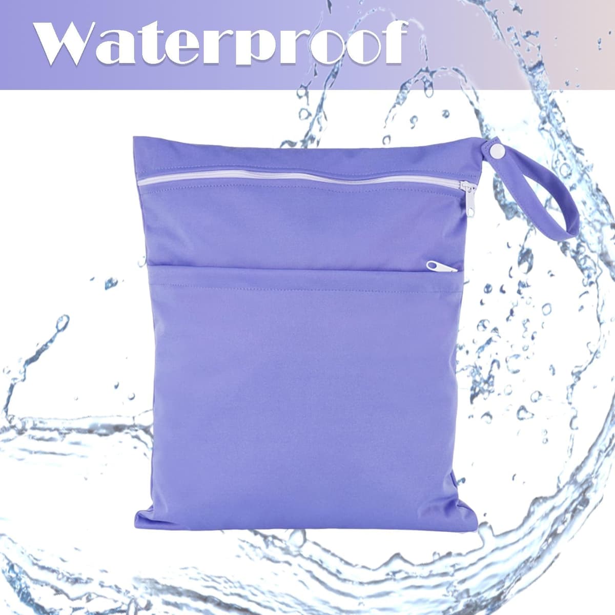 Wet Clothes Bag, Waterproof Reusable Portable Small Wet Bag, Washable Wet Bags for Swimming Camping Travel Gym Pool Beach for Storage Dry Or Wet Clothes 14.1X11.6 Inch (Purple) — view 4