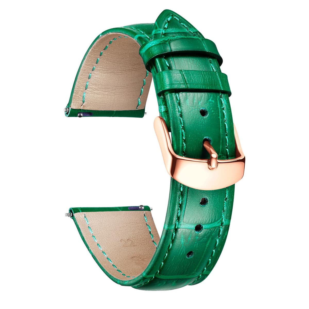 BINLUN Quick Release Leather Watch Straps Replacement Watch Bands Smart Watch Strap Crocodile Pattern in 10 Colors 13 Sizes with Silver/Gold/Rose-Gold Buckle for Men Women(10mm-24mm) — view 46