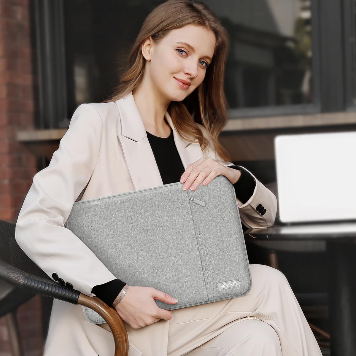 MOSISO Laptop Case 13.3 inch, 13-13.3 inch Laptop Sleeve Compatible with MacBook Air/Pro 13/Pro 14 M5 M4 M3 M2 M1, HP Dell ASUS Lenovo,Polyester Vertical Computer Sleeve Bag with Pocket, Gray — view 6