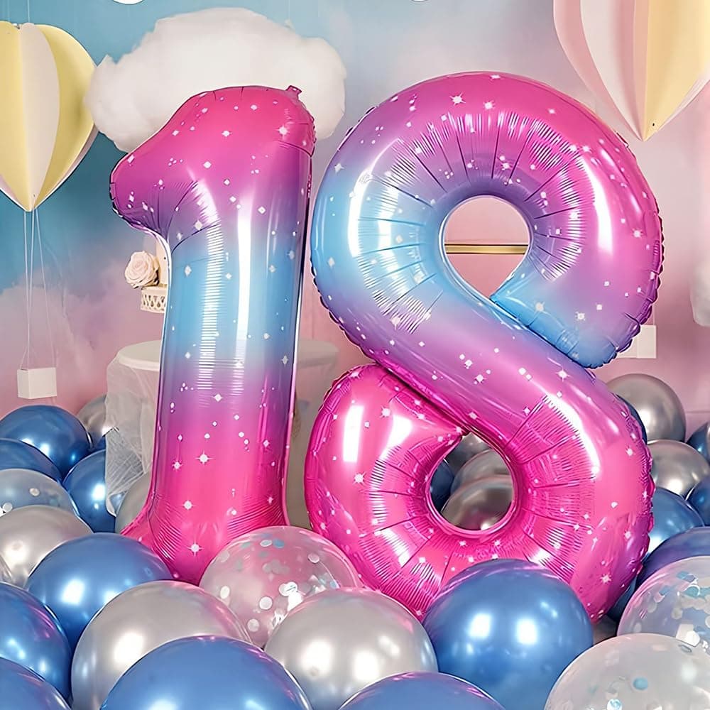 Foil Globo Número 5 Azul 40" (101cm), Inflable Helio o aire, Gigante Numeros 0-9, 10-19, 20-29, 30-100, Grande Globos Decoración para La Boda Aniversario y Cumpleaños Fiestas — view 117