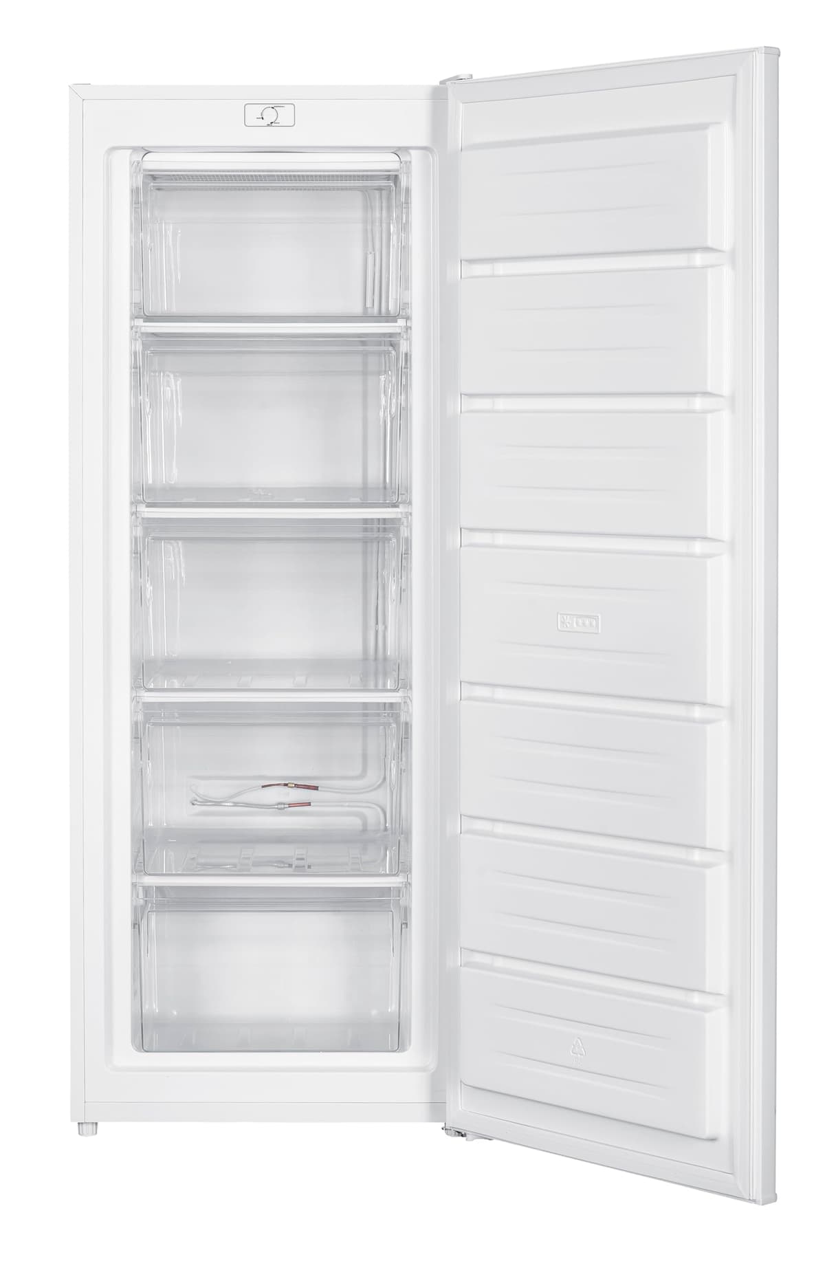 HYE Freezer - 168L Upright Freezer, 142.6CM Height, 54.5CM Width, Quiet 39 dB Operation, Freestanding Design, 5 Clear Drawers, White, Perfect For Family Homes - RF01SDFR168W01 — view 3