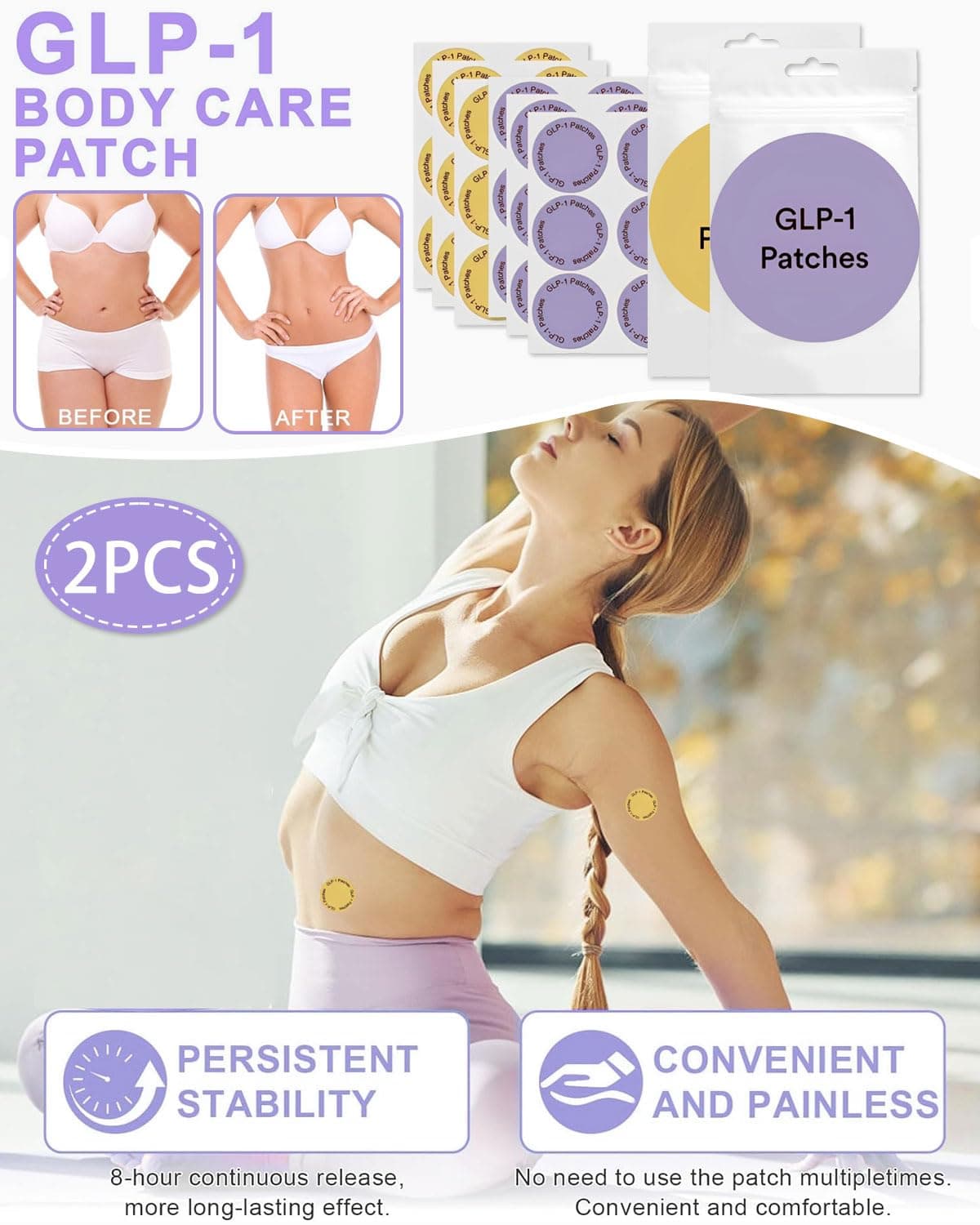 GRETY Parches GPLP-1 Para El Equilibrio Metabólico, Soporte de Forma Saludable, Pegatinas de Ayuda al Metabolismo de Apoyo para La Piel del Vientre Toda La Piel | 60Pcs — view 2