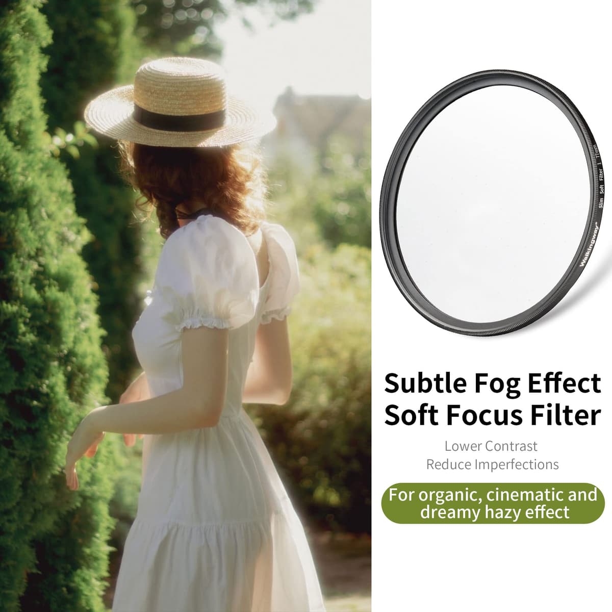 Walking Way 43mm White Pro Mist Diffusion Lens Filter Soft 1, Dreamy Fog & Soft Glow Effect Filter For Video/Vlog/Portrait, HD Glass, Scratch-Resistant, Ultra-Slim Frame, No Vignetting — view 2