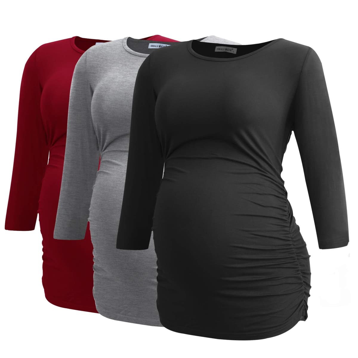 Smallshow Maternity Clothing Tops Side Ruched Pregnancy Clothes for Women 3-Pack — view 41