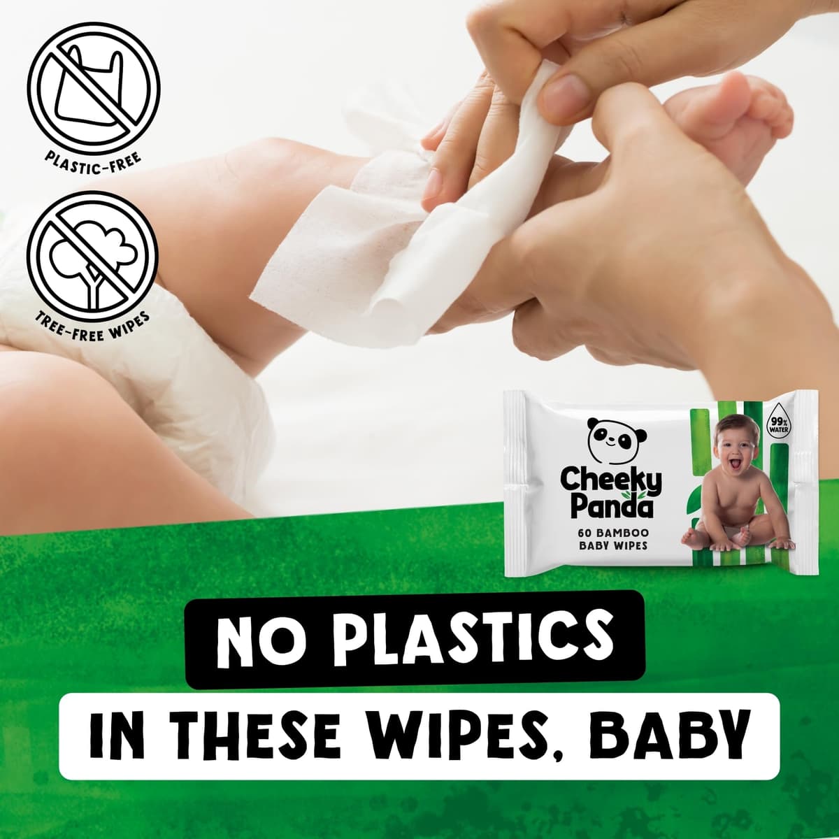The Cheeky Panda Bamboo Biodegradable Baby Wipes | 99% Purified Water, Suitable for Sensitive Skin | Dermatologically Tested — view 3