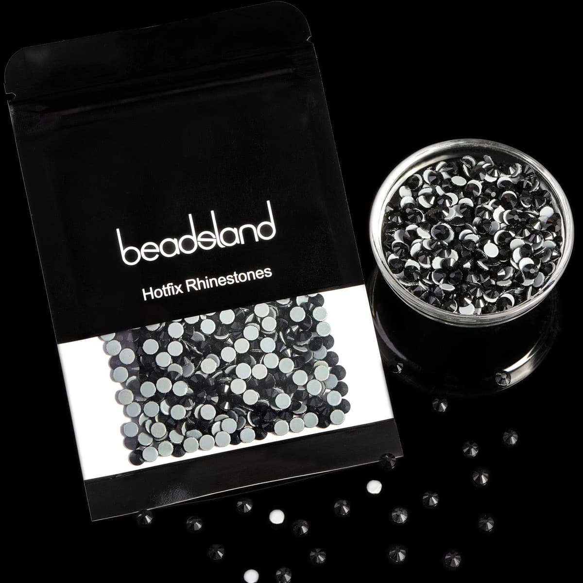 Beadsland Hotfix Rhinestones, 2880pcs Flatback Crystal Rhinestones for Crafts Clothes DIY Decoration, Black, SS6, 1.9-2.1mm — view 5