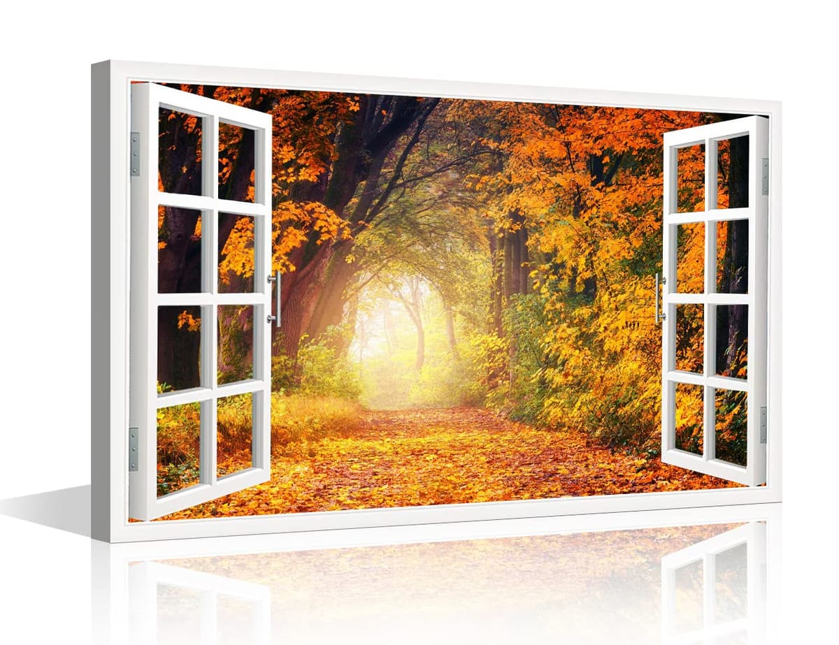 TISHIRON 3D Window View Seaside Effect Canvas Wall Art Prints for Living Room Bedroom Decor Office Kitchen Home Decoration Framed Ready to Hang 12x18inch — view 10