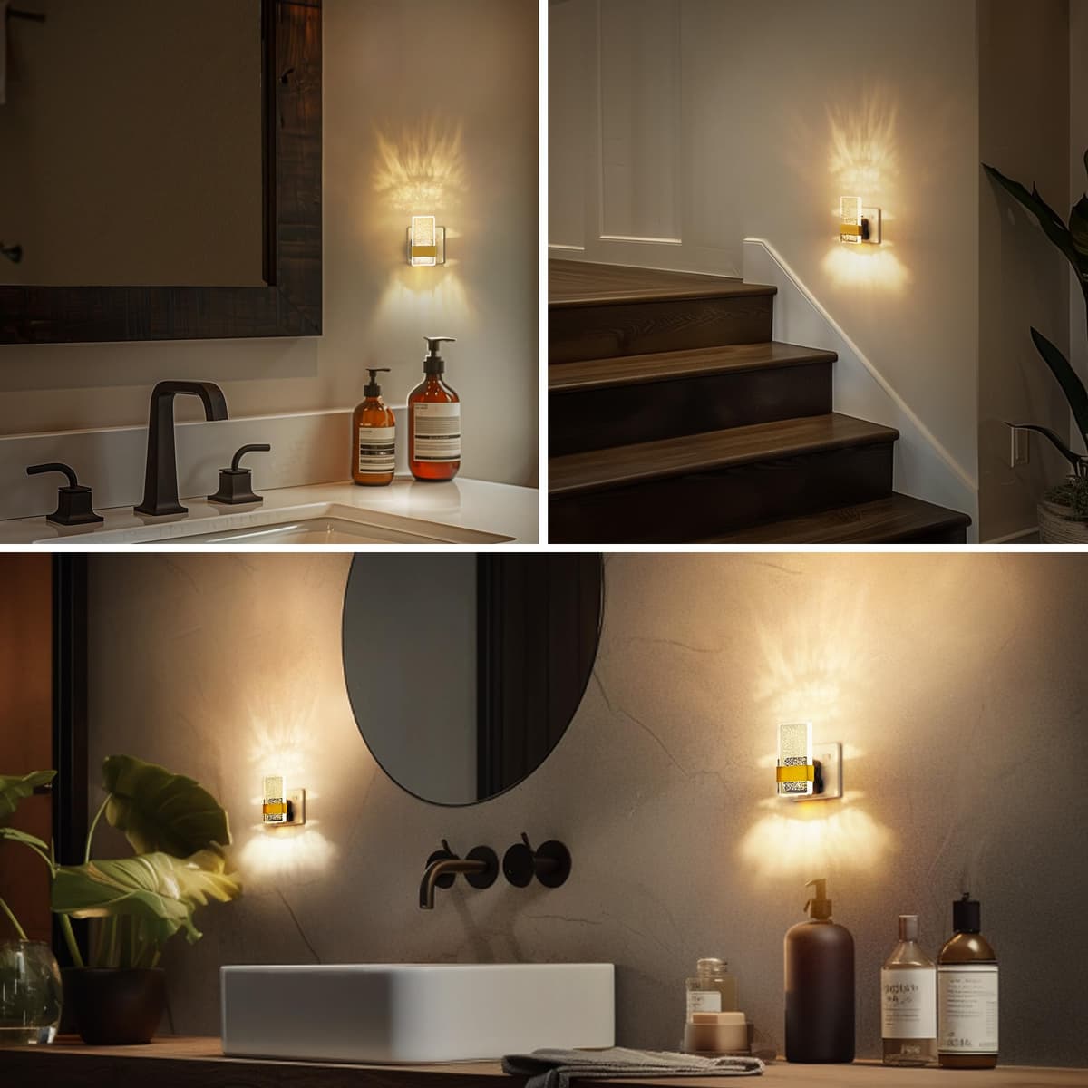 LOHAS-LED Night Light Plug in Wall, Night Light with Dusk-to-Dawn Sensor, 0-100LM Dimmable, Warm White 3000K, Modern Nightlight Plug in Wall for Hallway, Bathroom, Stairway — view 7