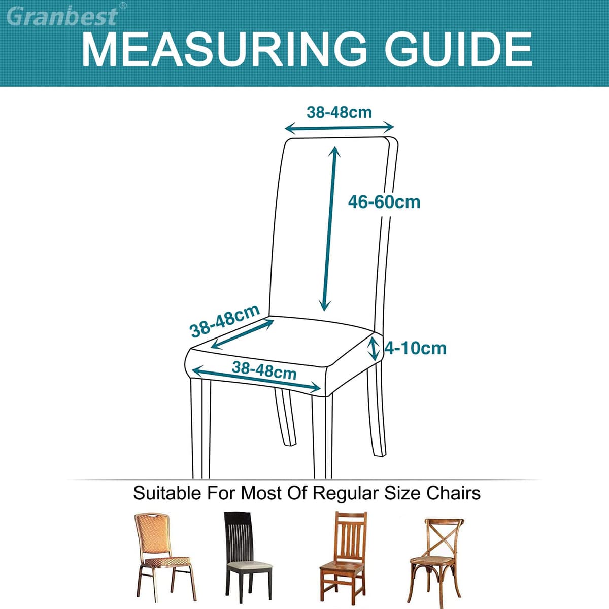 Granbest High Stretch Dining Chair Slipcovers, Universal Fit Jacquard Parson Dining Chair Covers, Removable Chair Protectors for Dining Room, Kitchen, Restaurant and Hotel (Set of 4, Grey) — view 7