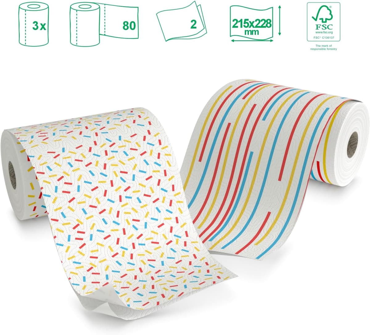 Renova 2 Rollos de Cocina Dobles Decorados - Papel, Blanco 2 Unidad (Paquete de 1) — view 2