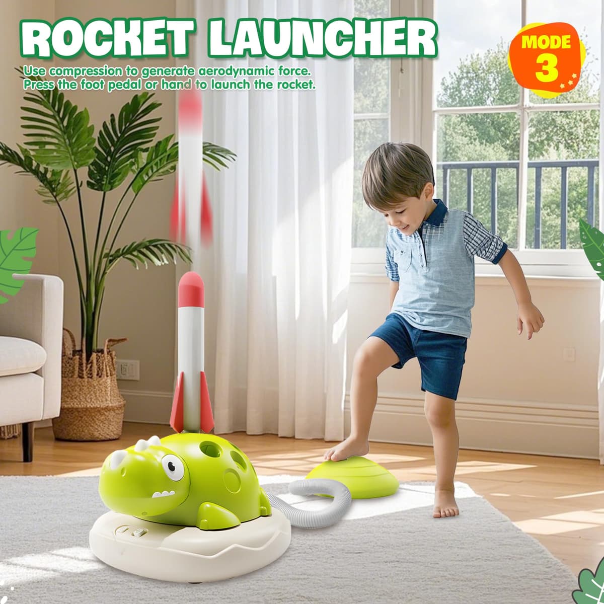 Outdoor Toy 3 in 1 for Children + 3 Years - Multifunctional Sports Set with Jump Rope, Ring Launcher and Rocket, 4 Speed, Music and Controller for Garden/Camping/Family — view 5