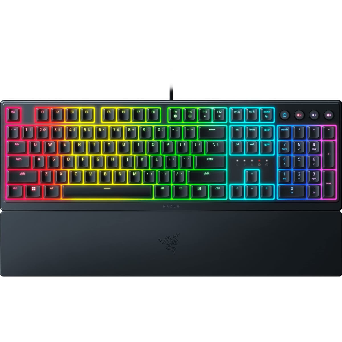 Razer Ornata V3 X Gaming Keyboard: Low Profile Keys - Silent Membrane Switches - Spill Resistant - Chroma RGB Lighting - Ergonomic Wrist Rest - Razer Snap Tap — view 3