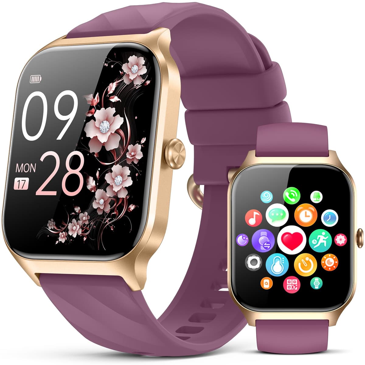 Kriutefy Smart Watch for Women Men - Answer/Make Call, Fitness Tracker Smartwatch for Android iPhone Compatible, Sleep Female Cycle, 120+ Sports Modes Step Counter (Champagne Gold, 2 Straps) — view 9