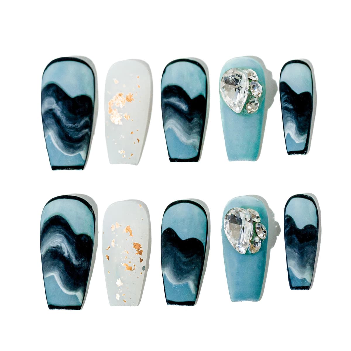Sun&Beam Nails Handmade Press On Nail Long Coffin Ballerina Pink Flower Acrylic Fake Tip 3D Design Art Charms Cute with Storage Box 10 Pcs (S) — view 191