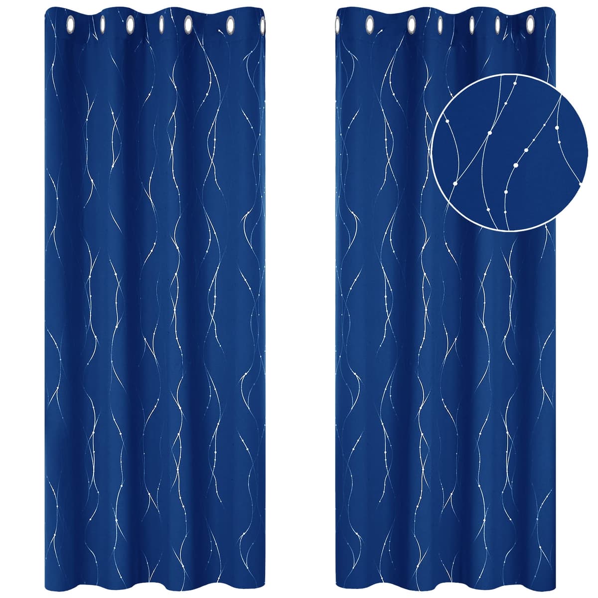 Deconovo Soft Dotted Line Foil Printed Blackout Curtains Thermal Insulated Curtains Eyelet Energy Efficiency Room Darkening Curtains for Bedroom 52 x 72 Inch Light Grey 2 Panels — view 64