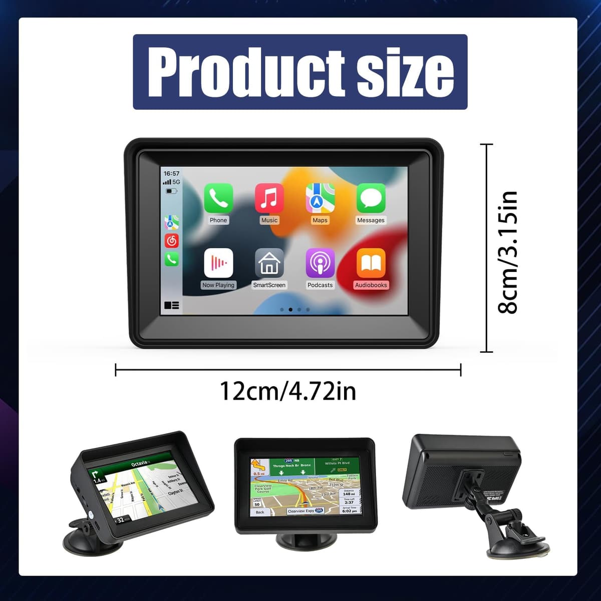 5 Inch Sat Nav for Car Truck HGV Lorry, 2025 UK & Europe Maps GPS Navigation with Lifetime Free Updates, HD Touchscreen, Speed Camera Alerts, Postcode Search, Voice Guidance, POIs — view 2