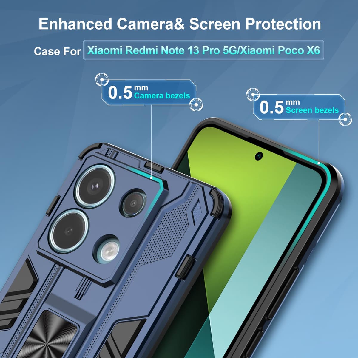Funda para CMF Phone 2 Pro, Carcasa Antigolpes con Soporte anular metálico, Case Protectora de Grado Militar, Negro — view 398