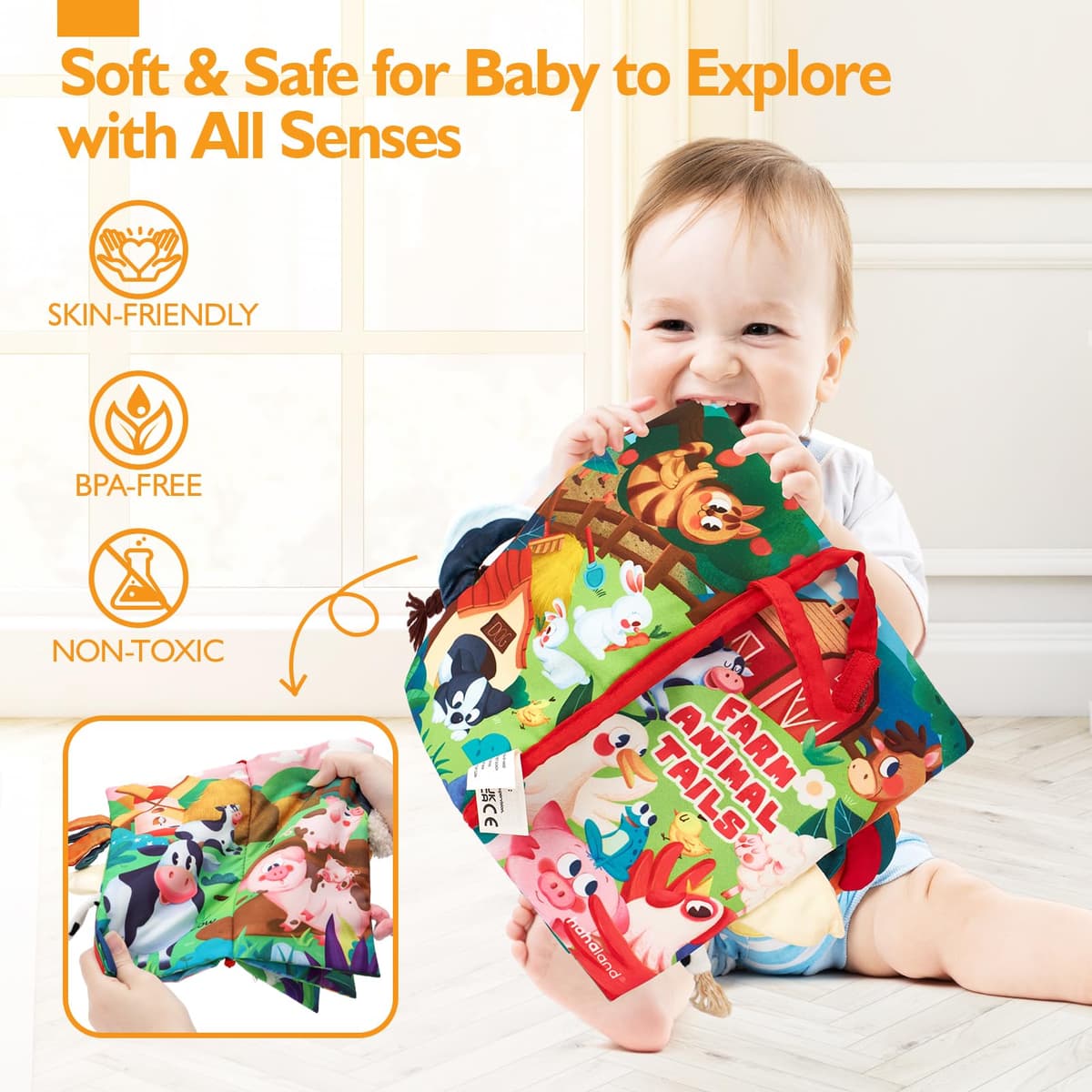 hahaland Baby Books 0-6 Months, Infant Tummy Time Toys High Contrast Sensory Baby Toys 6 to 12 Months Gift Christmas Stocking Stuffers for Boys Girls 0-3 Months Book Early Learning Stroller Toy — view 4