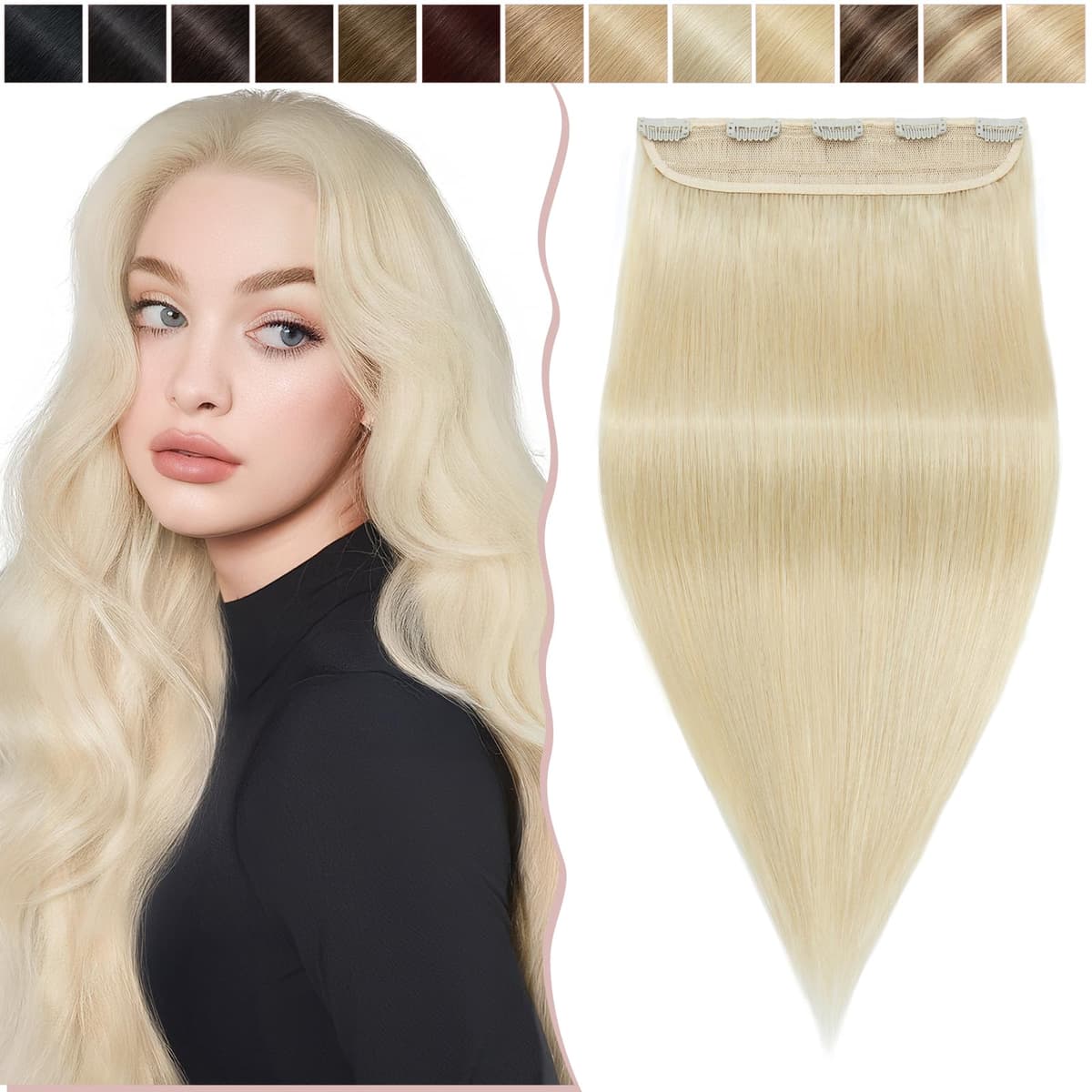 12 inch Clip in Hair Extension Human Hair One Piece 100% Real Remy [#2 Dark Brown] 3/4 Full Head Straight Hair Pieces for Women Invisible Short (40g) — view 56