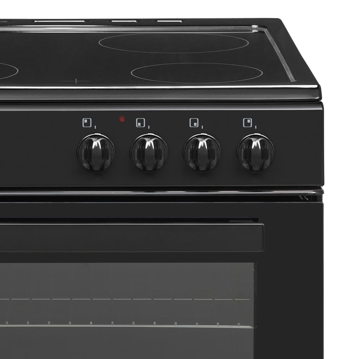 Statesman EDC60B Fan Assisted Double Oven Electric Cooker, 4 Zone Ceramic Hob, 60cm Wide, Black — view 3