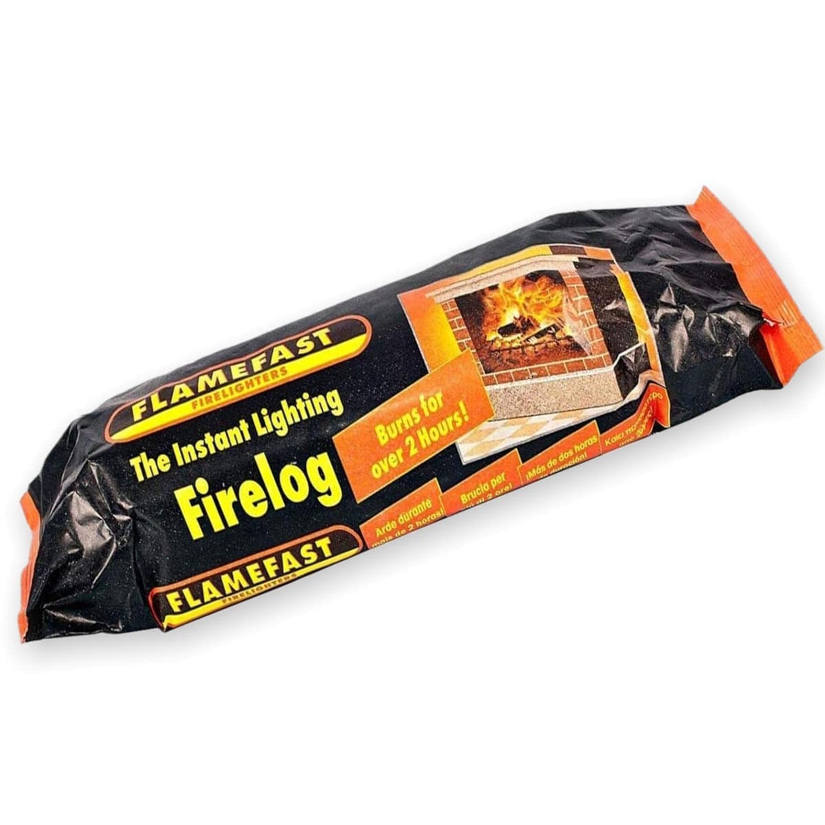 Flamefast Smokeless Instant Lighting Firelog Open Garden Chimineas 2hrs Burn Enviromentally Frienly Fire Individually Wrapped Case of 12 Logs & KasaBona Safety Matches — view 2