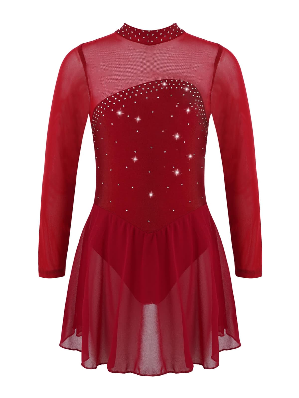 Freebily Vestido de Danza Patinaje sobre Hielo para Niña Leotardo de Manga Larga Maillot de Gimnasia Rítmica Competición Vestido de Bailarina Ballet — view 24