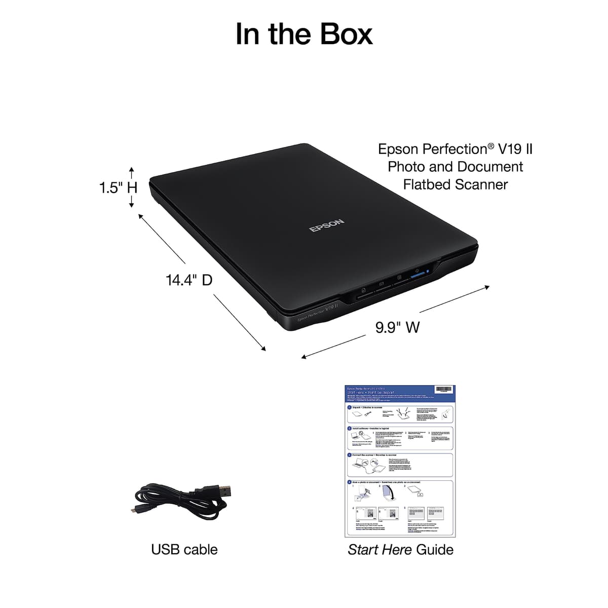 Epson Perfection V19 II Color Photo and Document Flatbed Scanner with 4800 dpi Optical Resolution, USB Power and High-Rise, Removable Lid — view 4