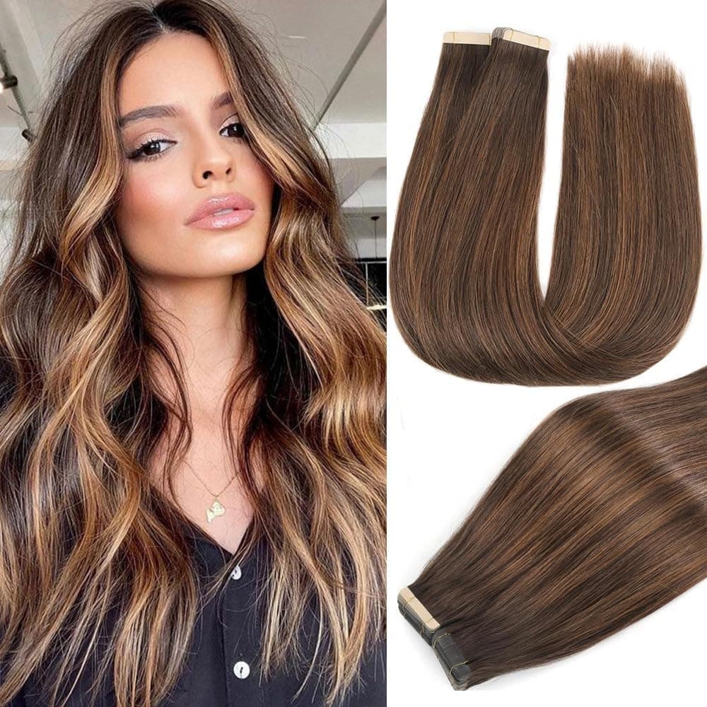 YDDM Extensiones Adhesivas Pelo Natural 20pcs 35cm 40g Negro - Extensiones De Cabello Humano (14 Pulgadas, 1B#) — view 20