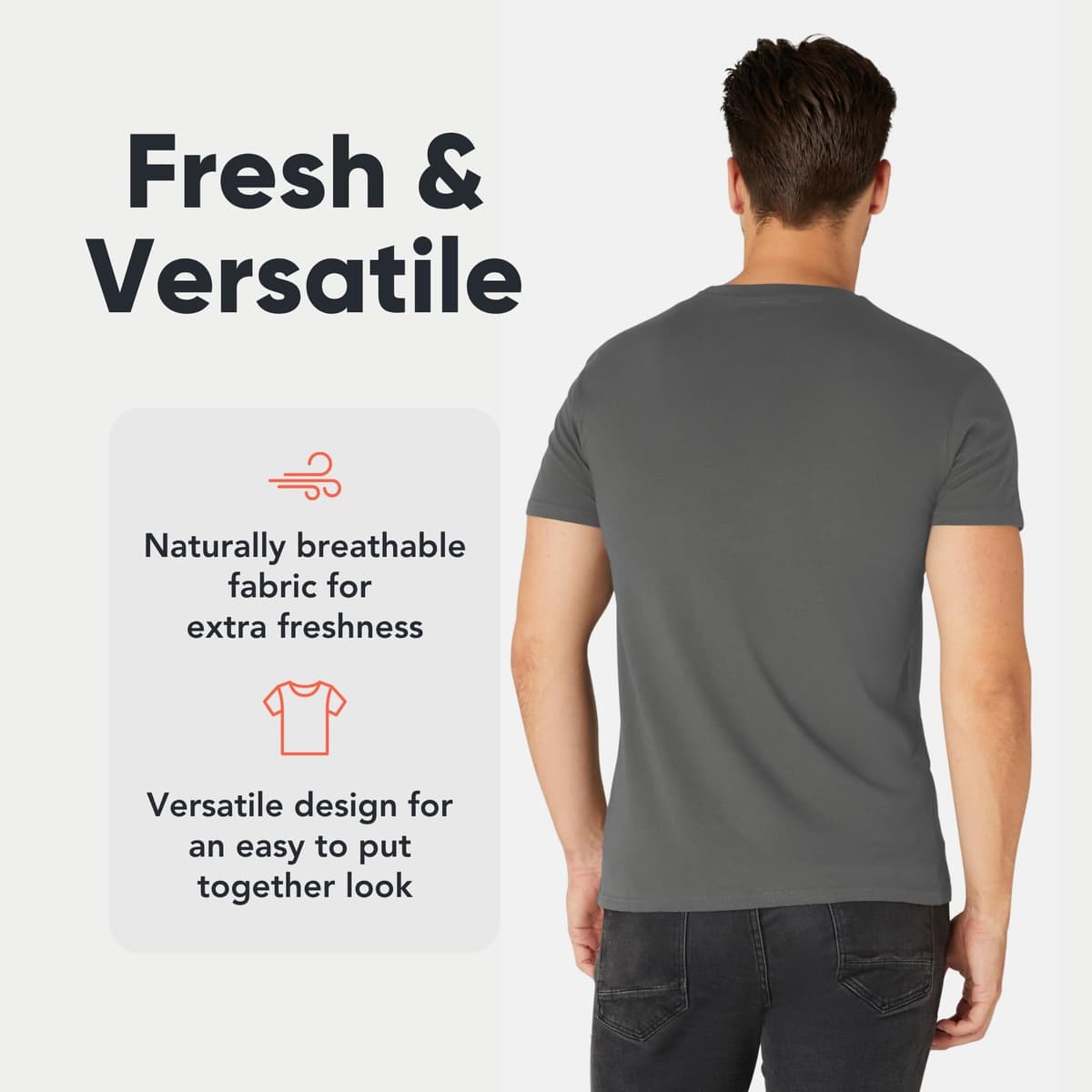 FM London 3/5-Pack Mens T Shirt - Premium Weight T-Shirts for Men with Lightly Fitted Design - Super Soft - Made with 100% Cotton - Stretch Fit for Any Occasion - Durable Comfort Fit — view 4