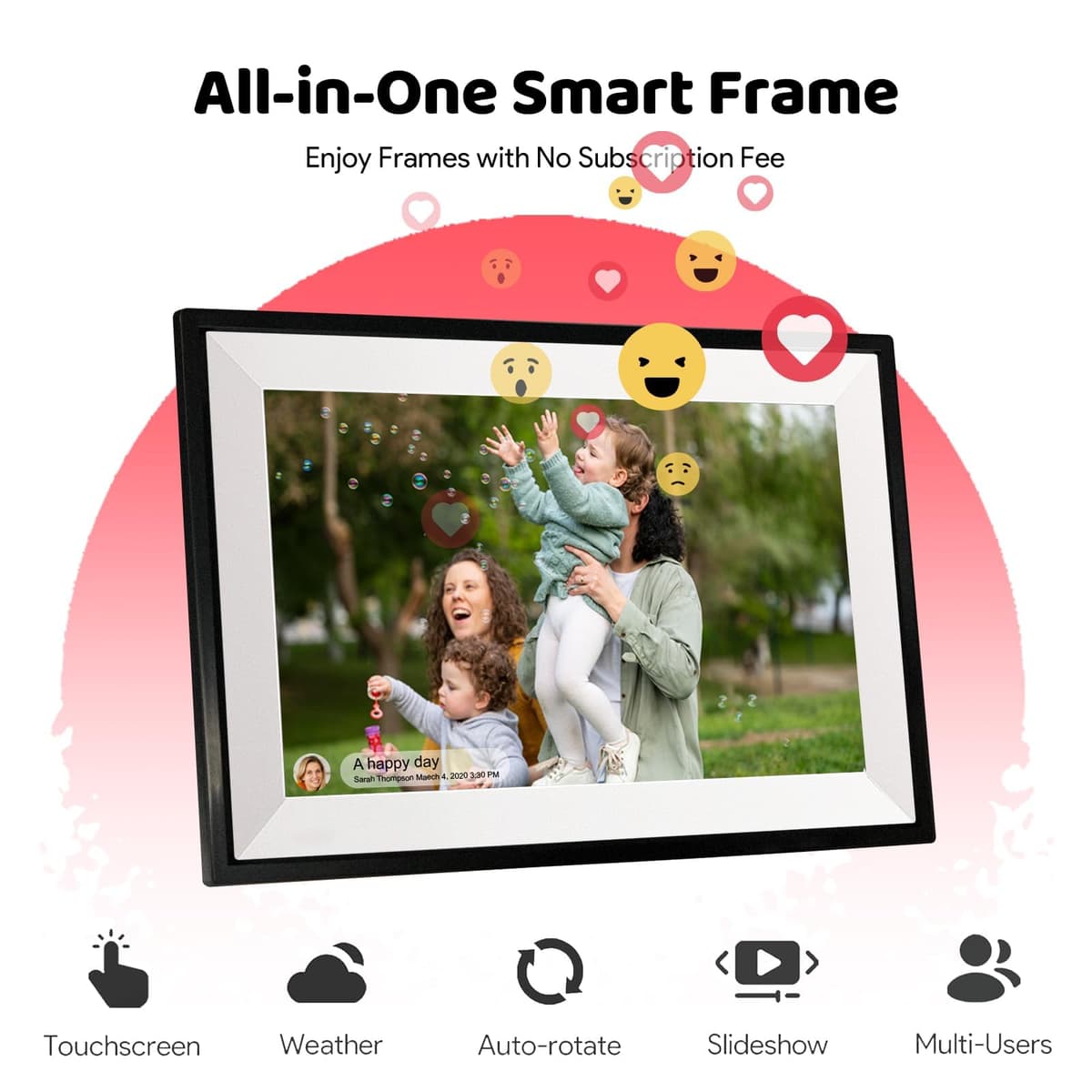Frameo WiFi Digital Photo Frame 10.1 Inch 32GB Memory, 1280x800 HD IPS Touch Screen Electronic Wifi Digital Picture Video Frame, Auto-Rotate, Share Moments Instantly via Frameo App — view 4