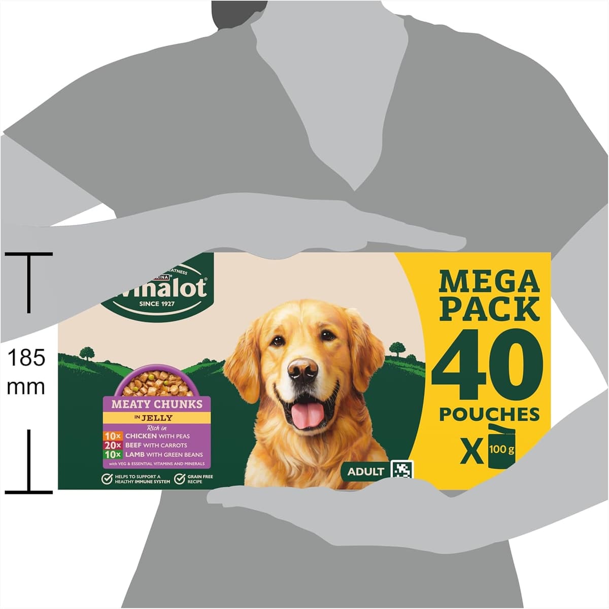 WINALOT Meaty Chunks Adult Wet Dog Food Mixed in Jelly Beef, Chicken, Lamb 40x100g Pouches Meaty Chunks Mixed in Jelly 100 g (Pack of 40) — view 9