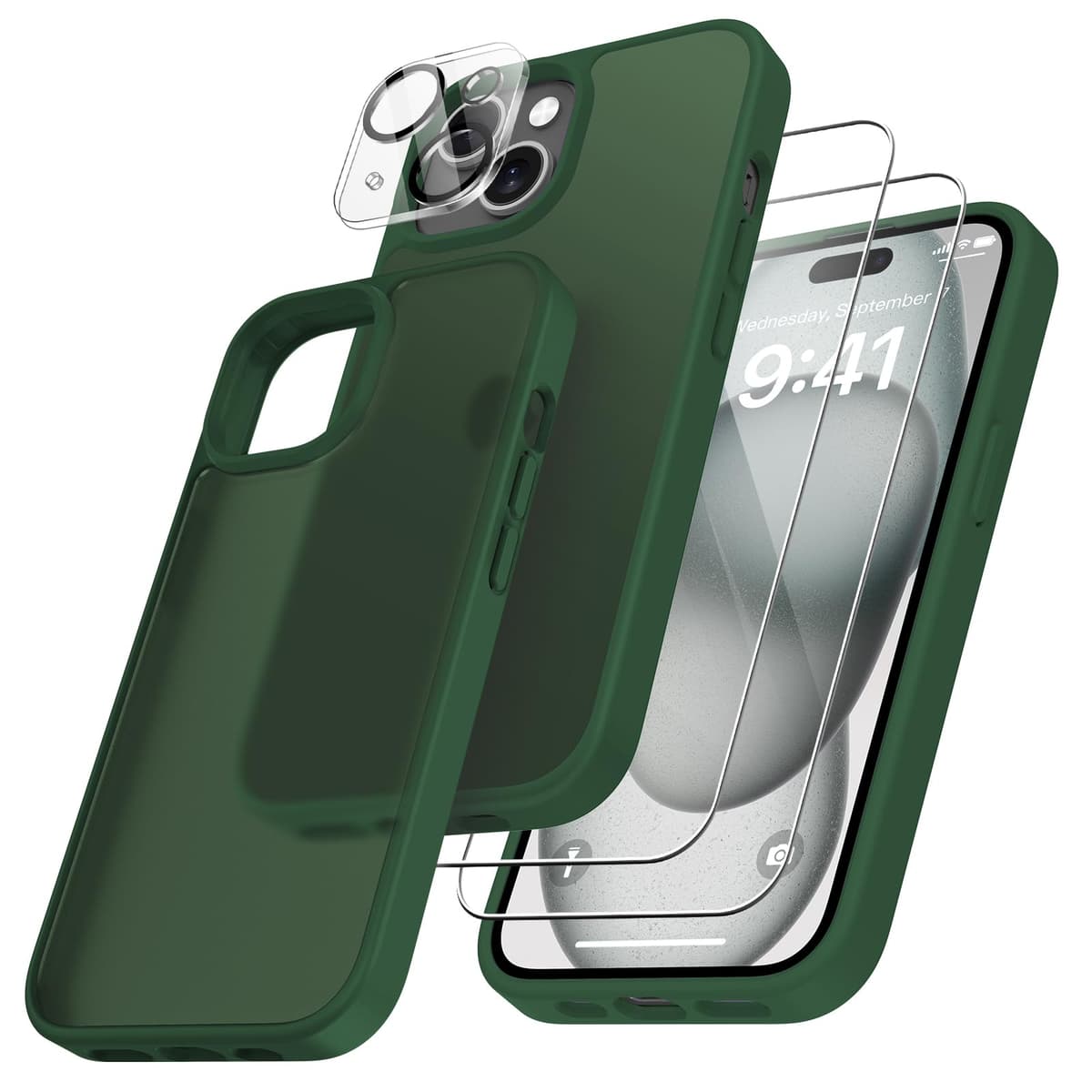 FLLAO 4 en 1 Funda para iPhone 15 con 2 Protector Pantalla y 1 Protector Lente Cámara, [Almohadilla de Aire integrada] Antigolpes Antiarañazos Carcasa 6,1 Pulgadas, Transparente — view 47