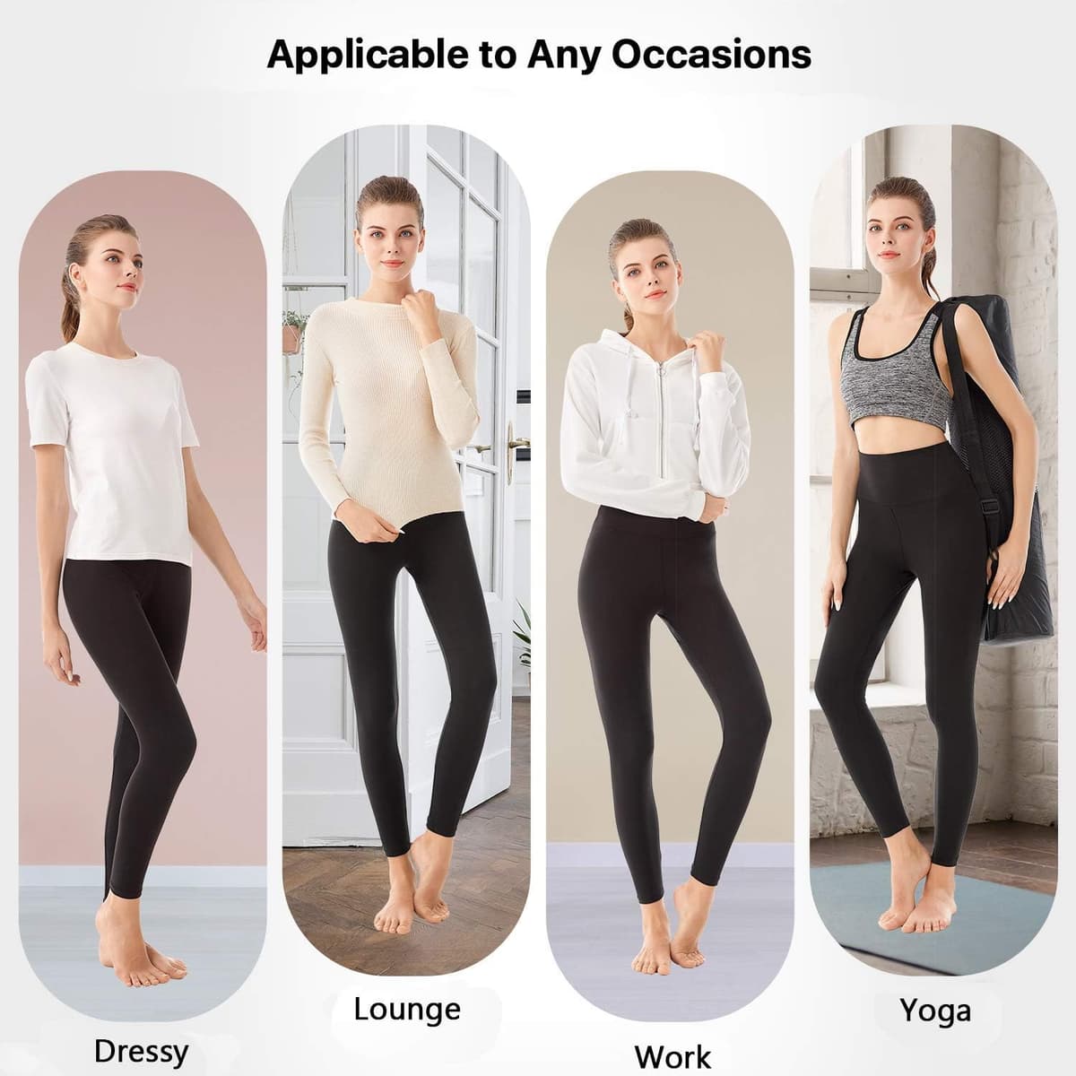 SINOPHANT High Waisted Leggings for Women, Buttery Soft Elastic Opaque Tummy Control Leggings, Plus Size Workout Gym Yoga — view 4