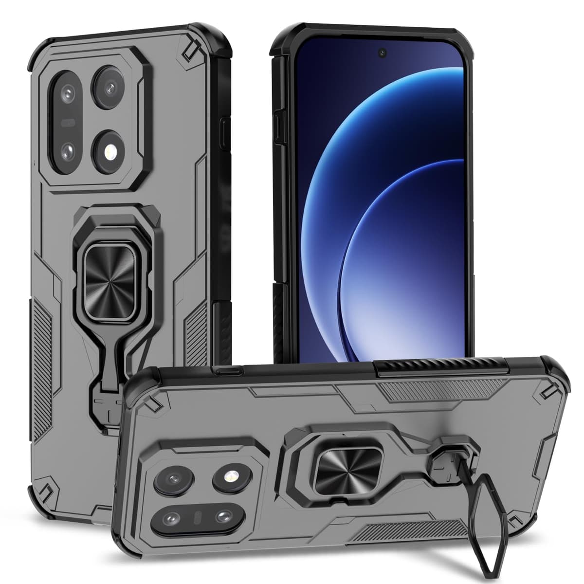 Funda para CMF Phone 2 Pro, Carcasa Antigolpes con Soporte anular metálico, Case Protectora de Grado Militar, Negro — view 1238
