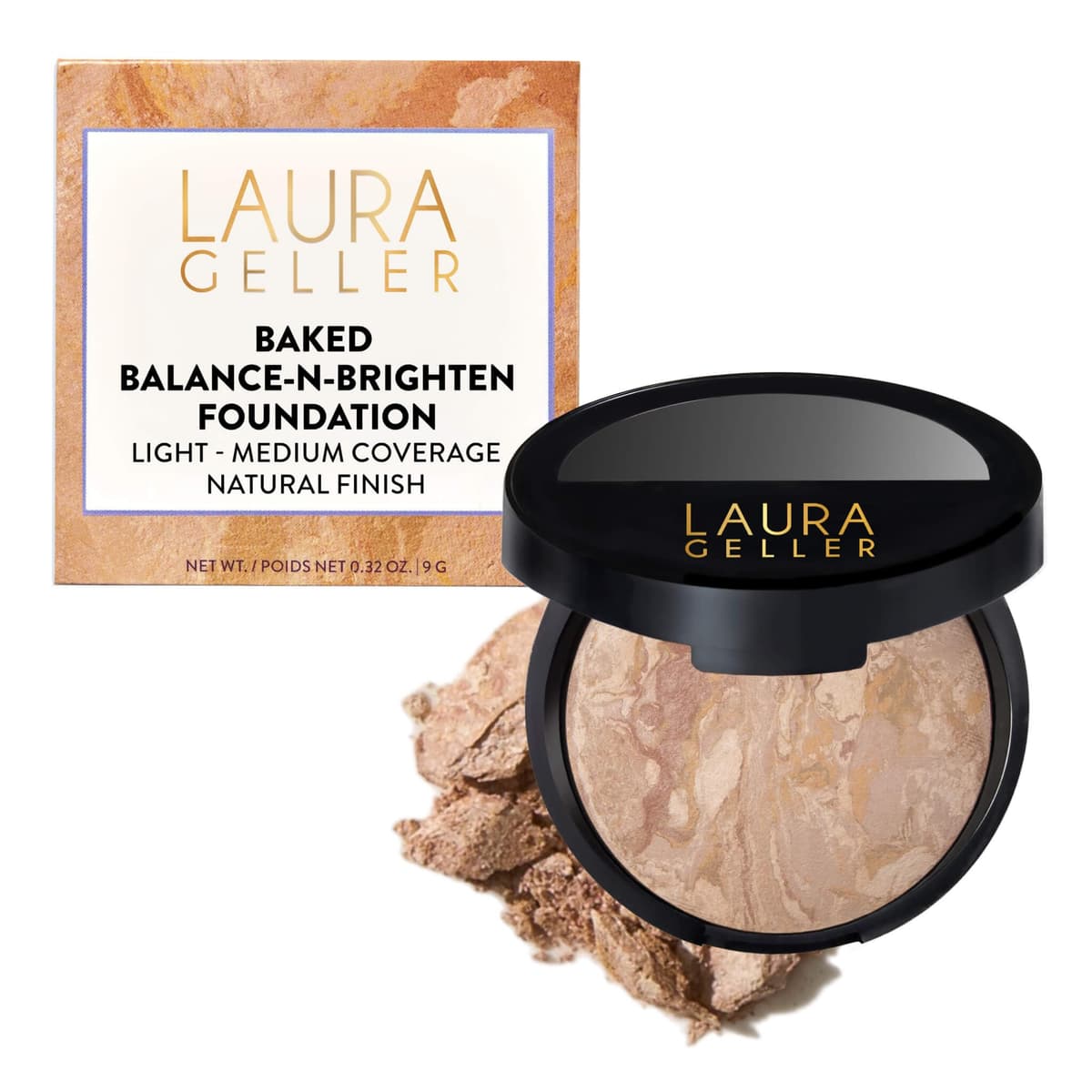 LAURA GELLER Baked Balance-n-Brighten Colour Correcting Powder Foundation (Medium) Buildable Light to Medium Coverage Baked Foundation, Demi-Matte Finish — view 17
