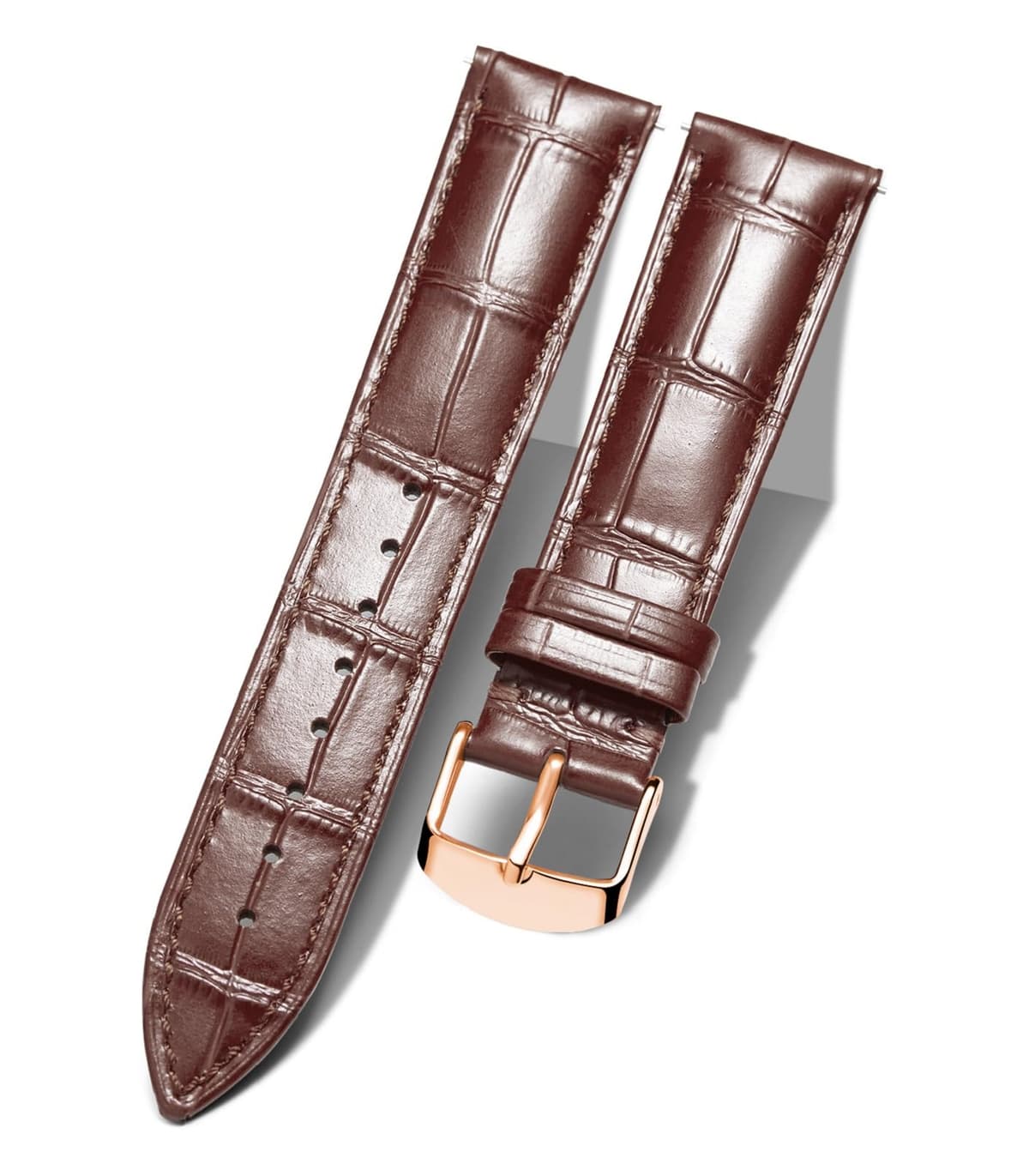 BINLUN Quick Release Leather Watch Straps Replacement Watch Bands Smart Watch Strap Crocodile Pattern in 10 Colors 13 Sizes with Silver/Gold/Rose-Gold Buckle for Men Women(10mm-24mm) — view 9