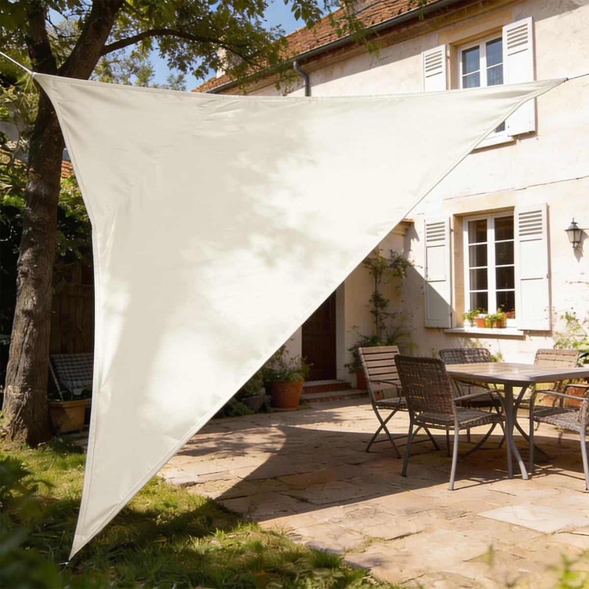 HAIKUS Toldo Vela de Sombra Impermeable Rectangular 4x5m Protección UV PES, Toldos para Patio Exterior Jardín Terraza - Gris — view 15