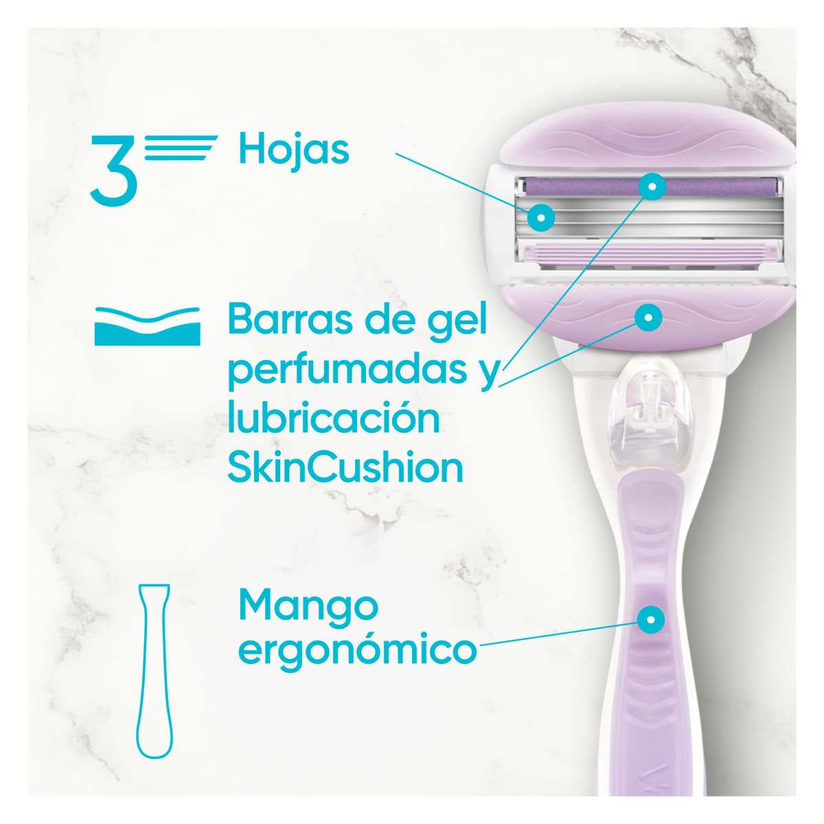 Gillette Venus Comfortglide Breeze Maquinilla de Afeitar Mujer con Recambios, 1 Mango + 4 Cuchillas de Afeitar con Barras de Gel Y Soporte para Ducha, Depilación Suave Y Duradera — view 3