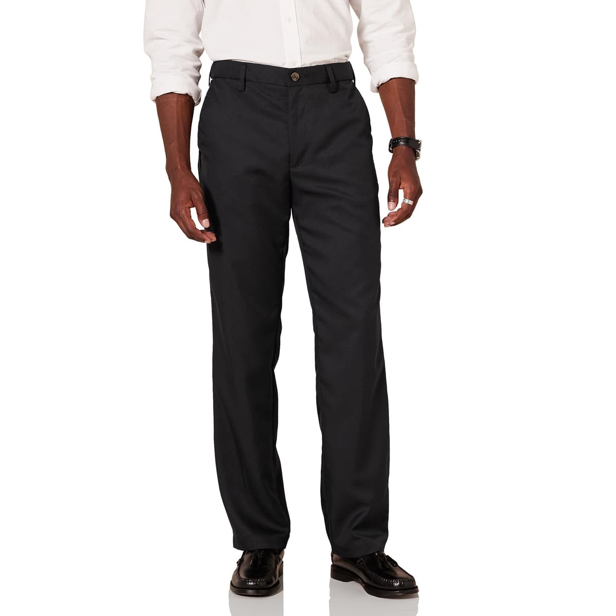 Amazon Essentials Men's Classic Fit Expandable-Waist Flat-Front Dress Trousers
