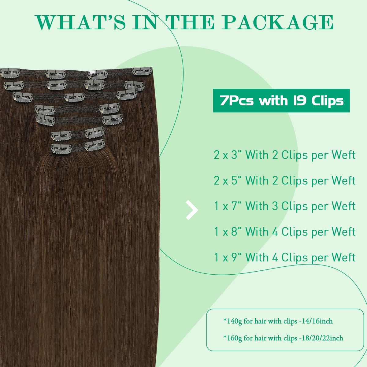 SURNEL Extensiones Clip Pelo Natural 100g 35cm 6 Piezas Castaño Chocolate Extensiones De Clip De Humano Real Extensiones Pelo Natural Remy (C#4-35cm) — view 90